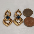 vintage Cabochon sydän korvakorut emaloitu - pikkukuva 3