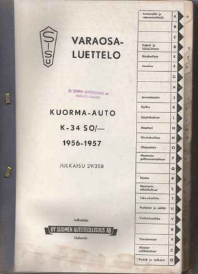 Sisu: Varaosaluettelo kuorma-auto K-34 SO/- 1956 - 1957