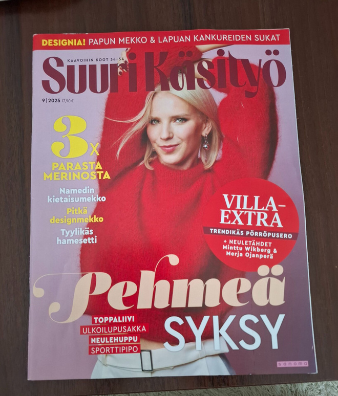 Suuri Käsityö lehti , nro 9/2025 mm. Villasukat