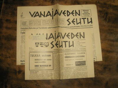 Sanomalehti: Vanajaveden seutu 2 kpl