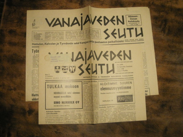 Sanomalehti: Vanajaveden seutu 2 kpl