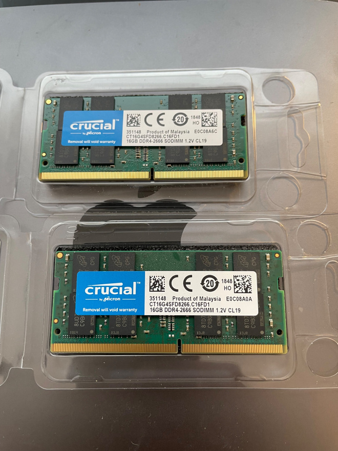 Crucial memory 32gb (2x16) ddr4 2666 SODIMM muistikammat