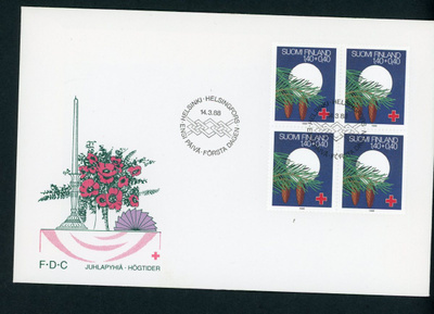 FDC 1988 Punainen Risti ( PR) 1,40+0,40mk 4-lö