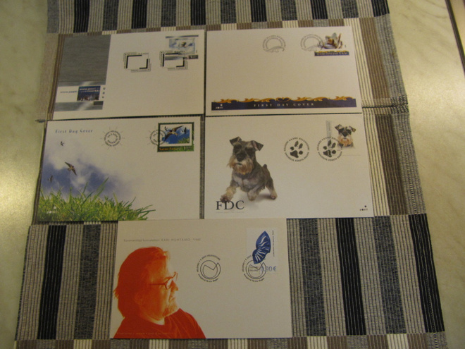 FDC Omakuvamerkki kirjeitä 9 kpl.