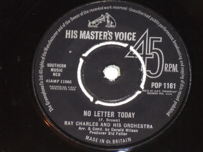7" RAY CHARLES  No Letter Today - single 1965 soul rock VG++