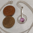 Vintage kotimainen Design hopea riipus pinkki kivi ketjulla - pikkukuva 4