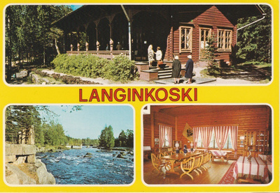 Postikortti, LANGINKOSKI, Kotka, monikuvakortti, Erikoisleim