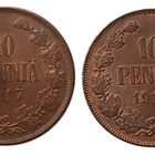 2x 10 penniä 1917 I ja II - hyväkuntoiset! - pikkukuva 1