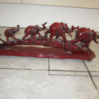 VINTAGE RED GLAZED ELEPHANTS ON BRIDGE , 48 cm & n 2,2 KG - pikkukuva 1