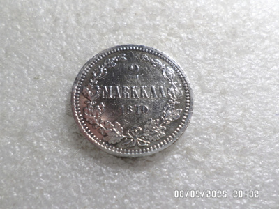 2 mk    1870    hopeaa    siisti  hieman  kulunut.  kl 7-8 ,