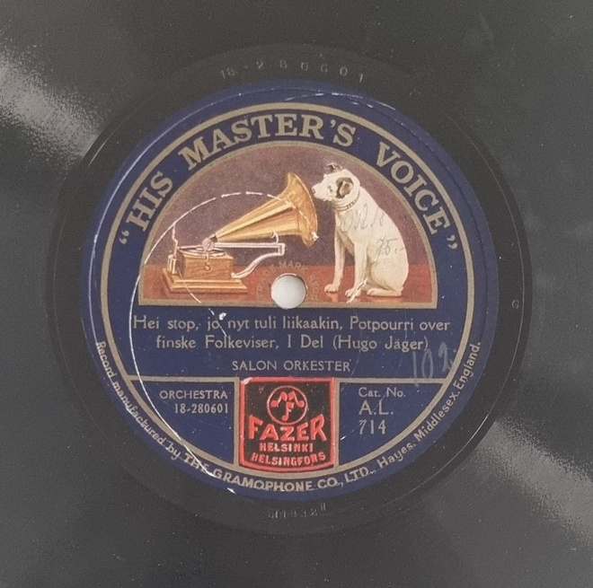 Savikiekko 1925 Salonkiorkesteri His Master's Voice A.L. 714