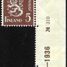 1930 M-30 Leijona 5 p ruskea ** Lape 143 a LP Lm1 TIL N:o - pikkukuva 1