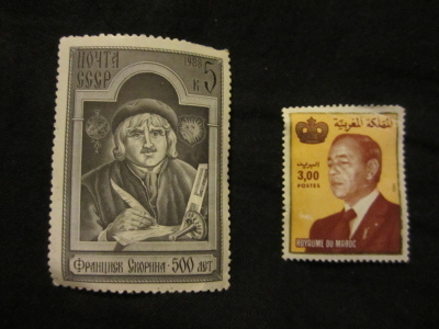 2 postimerkkiä CCCP 1988 ja Marokko