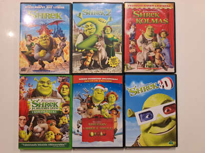 Shrek DVD-elokuvakokoelma (6 kpl) – Suomiversiot