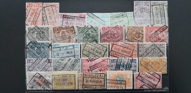 BELGIA RAUTATIE postimerkkejä LEIMATTUJA 28 kpl