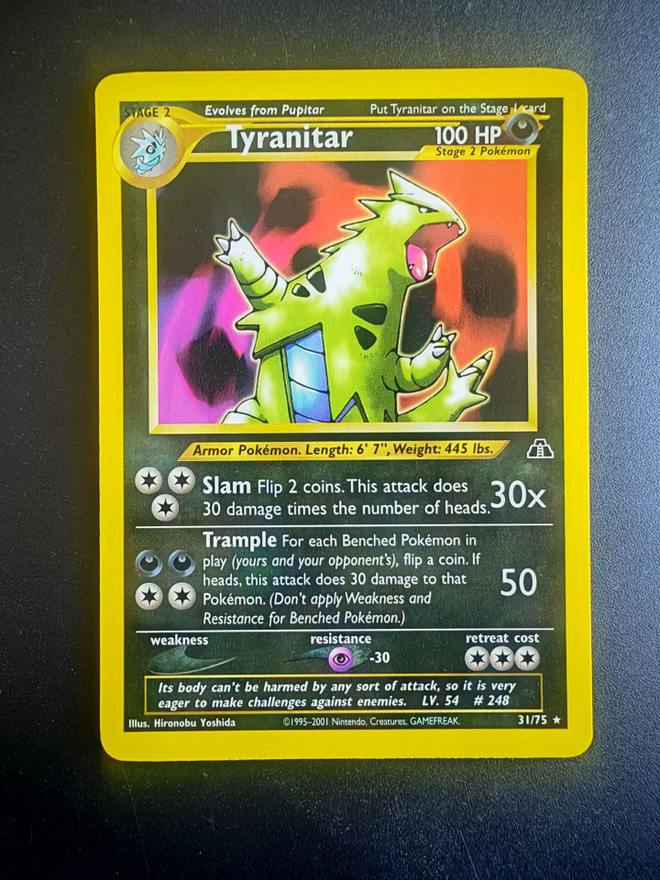 Pokemon kortti Tyranitar Neo Discovery rare
