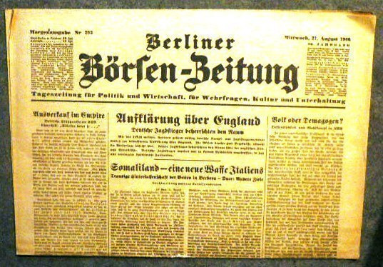 Berliner Börsen - Zeitung  Morgenausgabe 21/8. 1940