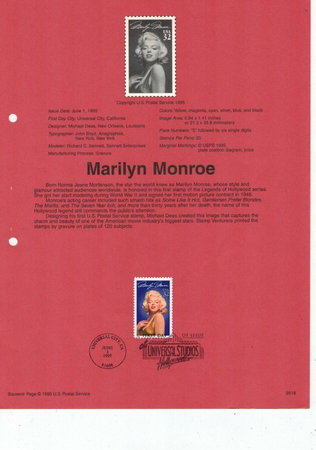 USA Mi 2570  ensipäivälehti (ETB) Marilyn Monroe