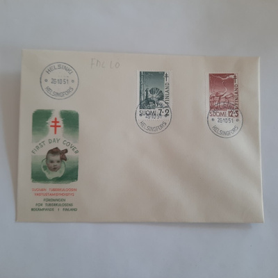 FDC 1951 TUB 7mk  loistoleima kuorella
