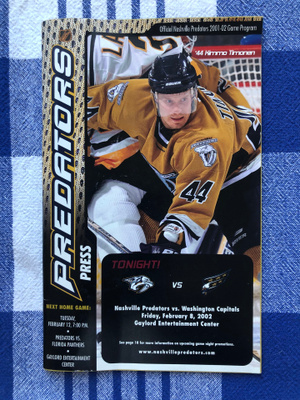 Nashville Predators. Otteluohjelma. 2002.