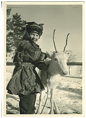 LAPPI. Poropoika ja maisema. Kaksi korttia