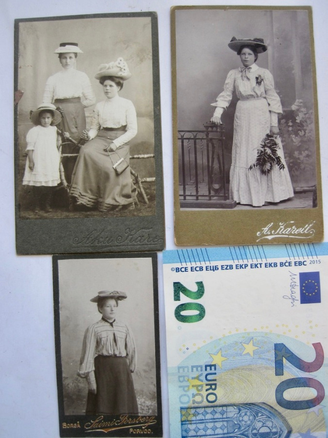 3 VANHAA CDV Valokuvaa Naiset UPEA Hattu Porvoo 1900-l