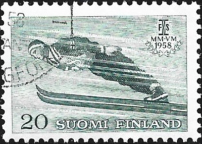 1958 Hiihdon MM-kisat 20 mk leimattu LaPe 489