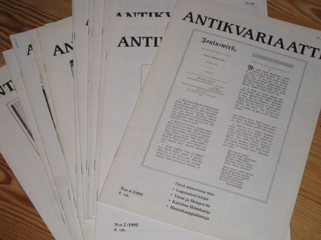 Antikvariaatti-lehtiä 13 kpl 1991-1995