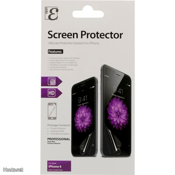 Epzi iPhone 6 näytönsuoja ja liina, ultra crystal clear UUSI