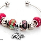 650 .. Tiibetin Hopea Lampwork Helmi .. Rannekoru - pikkukuva 2