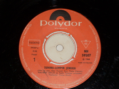 7" MAI-BRIT HELJO - Suhina-Lempin Jenkka - single 1968 EX-