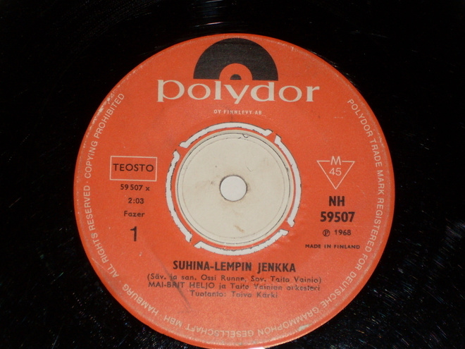 7" MAI-BRIT HELJO - Suhina-Lempin Jenkka - single 1968 EX-