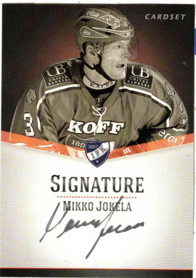 2012-13 Cardset MIKKO JOKELA HIFK Signature nimmarI