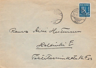 1949(?), Uusikylä, Kirje Helsinkiin