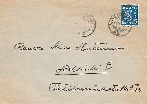 1949(?), Uusikylä, Kirje   Helsinkiin