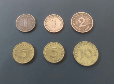 Saksan Kolmannen valtakunnan kolikot 1937–1939 (6 kpl setti)