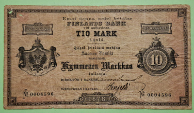 10 mk 1878. Harvinainen.