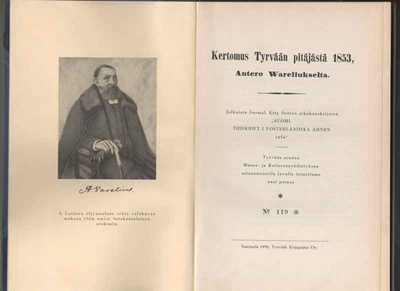 Warelius, Antero: Kertomus Tyrvään pitäjästä 1853, sid.,1938