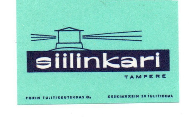 Porin Tulitikkutehdas Oy Siilinkari. Tampere. Etiketti.