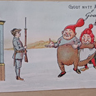 Joulutonttu ja -muori ohittavat vartiosotilaan, p. 1905 - pikkukuva 1