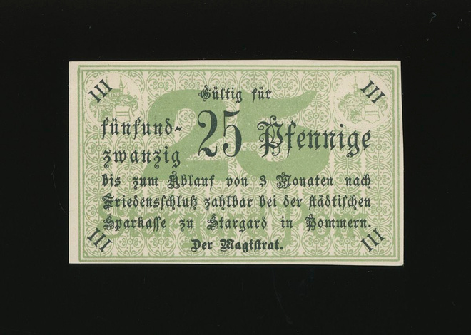 Saksa Notgeld 25 Pfennig, Stargard 15.7.1917