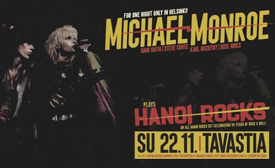 MICHAEL MONROE LIPPUJA TAVASTIALLE SU 22.11.2026 K-18