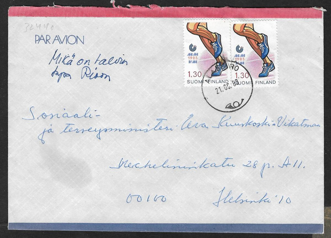 Postilähetys - Yleisurh. MM (LAPE 2x928) Alastaro 21.6.1983