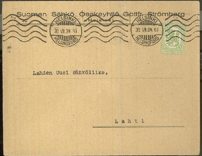 Suomen Sähkö Osakeyhtiö Gottfr. Strömberg - 1924 painotuote
