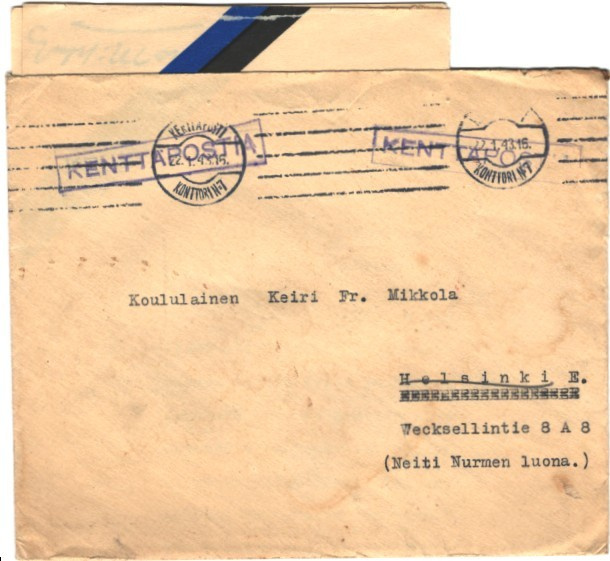 KENTTÄPOSTI  K /7-HELSINKI+IKL PAPERI