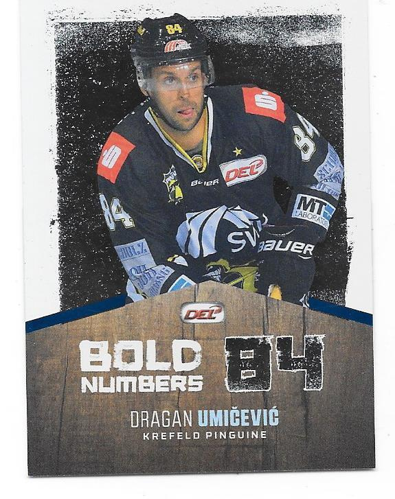 2017-18 DEL Bold Numbers #8 Dragan Umicevic Krefeld ÄSSÄT