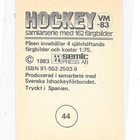 1983 SWE Semic MM-Tarra #44 Anssi Melametsä Suomi & Jokerit - pikkukuva 2