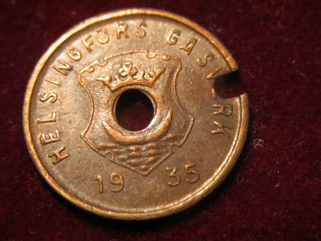 Helsingin kaasulaitos 1935. Kaasupoletti-Gas token