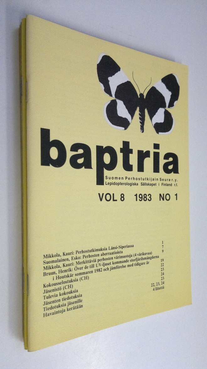 Baptria vol 8 1983 n:o 1-4 : Suomen perhostutkijain seura...