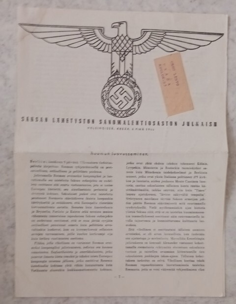 Saksan lähetystön sanomalehtios. julkaisu Hki 6.6.1944